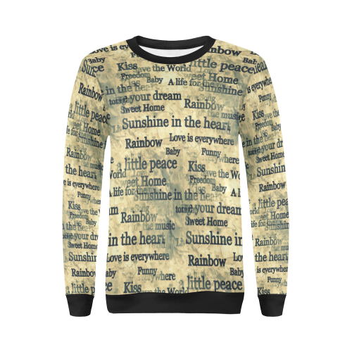 Words Popart by Nico Bielow All Over Print Crewneck Sweatshirt for Women (Model H18)