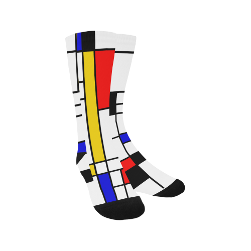 Bauhouse Composition Mondrian Style Men's Custom Socks