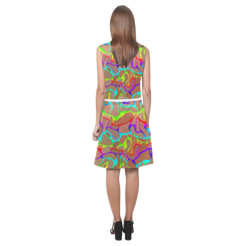 Colorful wavy shapes Eos Women's Sleeveless Dress (Model D01)