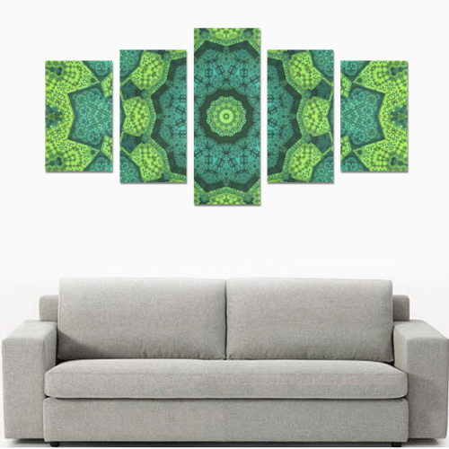 Green Theme Mandala Canvas Print Sets C (No Frame)