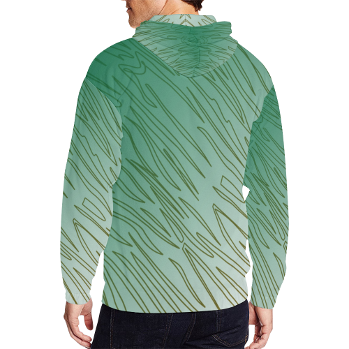 Hoodie men green, ETHNIC lines All Over Print Full Zip Hoodie for Men (Model H14)