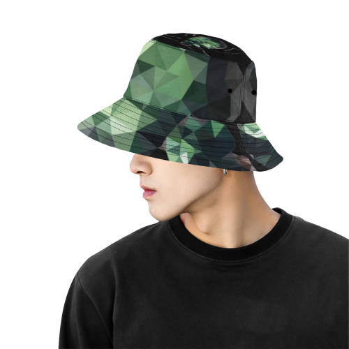 Low poly geometrical green bug All Over Print Bucket Hat for Men