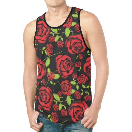 Red Roses on Black New All Over Print Tank Top for Men (Model T46)