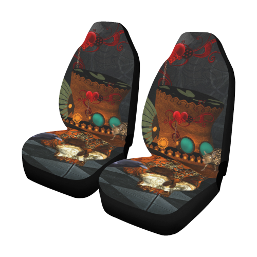 Steampunk skull with rat and hat Car Seat Covers (Set of 2)