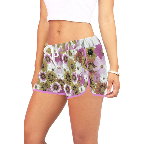 Spring Time Flowers 4 Orchid Pink Women's All Over Print Relaxed Shorts (Model L19)