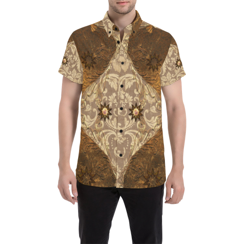 Wonderful brown vintage design Men's All Over Print Short Sleeve Shirt (Model T53)