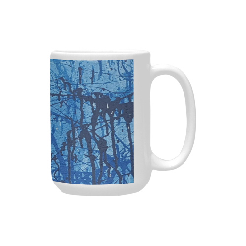 Blue splatters Custom Ceramic Mug (15OZ)