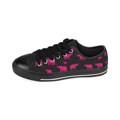 elefantes rosas Low Top Canvas Shoes for Kid (Model 018)