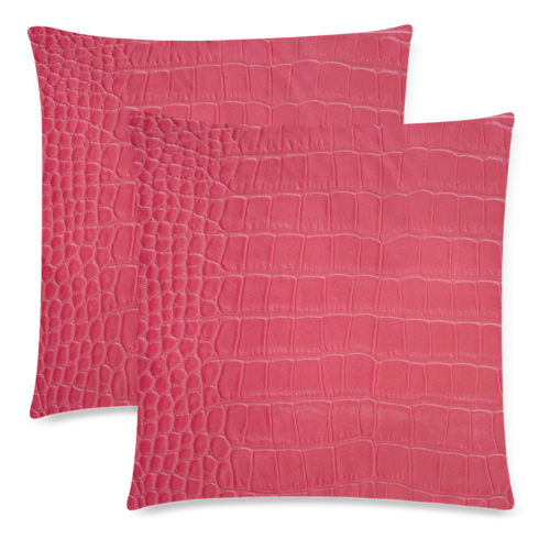 Red Snake Skin Custom Zippered Pillow Cases 18"x 18" (Twin Sides) (Set of 2)