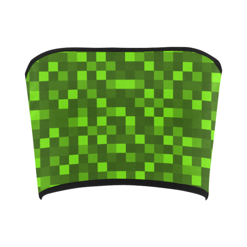 funky crazy funny light and dark green colours pixel pixels blocks gamer Bandeau Top