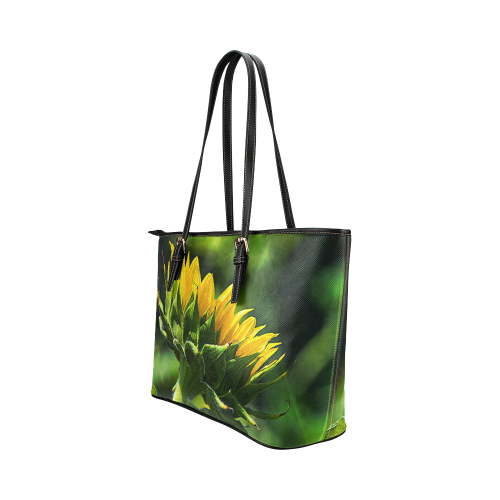 Sunflower New Beginnings Leather Tote Bag/Small (Model 1651)