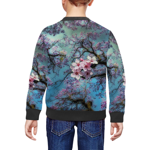 Cherry blossomL All Over Print Crewneck Sweatshirt for Kids (Model H29)