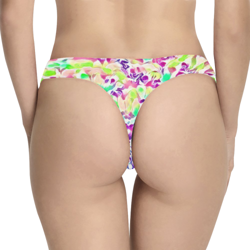 Floral Summer Greetings  1C by JamColors Women's All Over Print Thongs (Model L30)