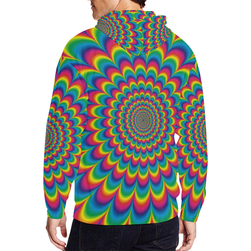 Crazy Psychedelic Flower Power Hippie Mandala All Over Print Full Zip Hoodie for Men/Large Size (Model H14)