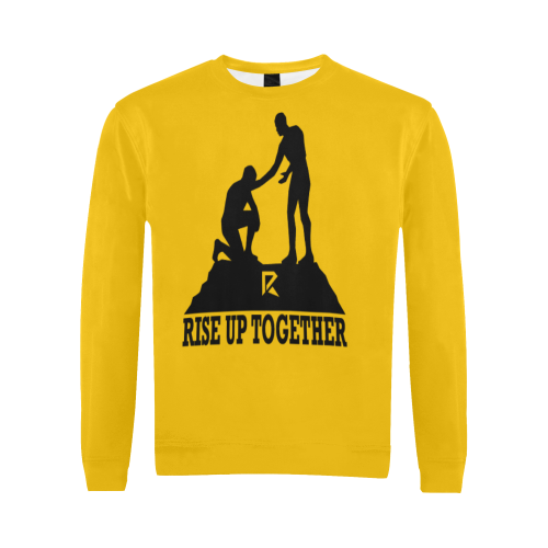 Crewneck Sweatshirt for Men (Black & Yellow) All Over Print Crewneck Sweatshirt for Men (Model H18)