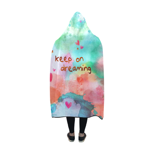 KEEP ON DREAMING - rainbow Hooded Blanket 60''x50''