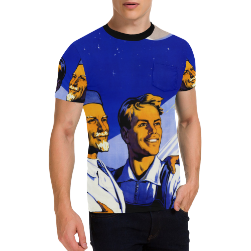 Glory to the workers of Soviet science and technol Men's All Over Print T-Shirt with Chest Pocket (Model T56)