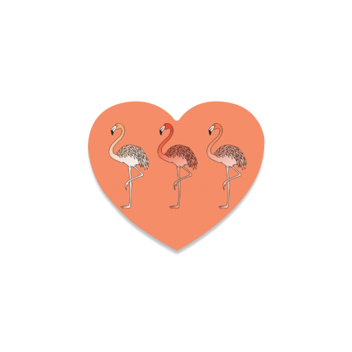Living Coral Color Flamingos Heart Coaster