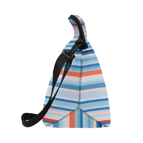 blue and coral stripe 2 Neoprene Lunch Bag/Large (Model 1669)