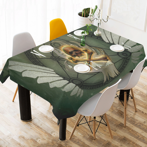 Skull in a hand Cotton Linen Tablecloth 60" x 90"