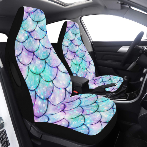 Mermaid SCALES light blue and purple Car Seat Cover Airbag Compatible (Set of 2)
