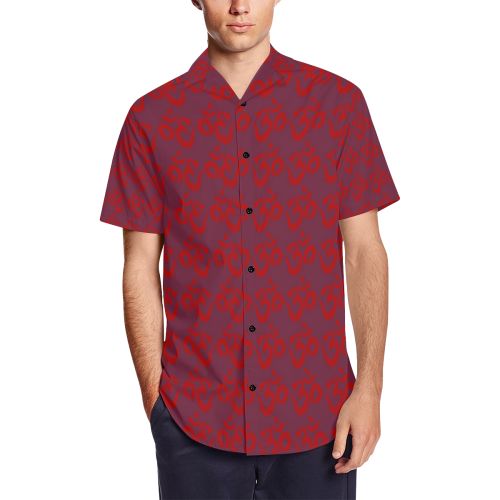 Cult 27 Om Medium Men's Short Sleeve Shirt with Lapel Collar (Model T54)