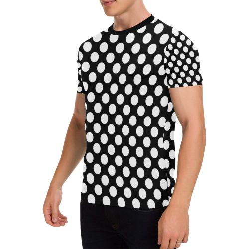 BW Polka Dots Men's All Over Print T-Shirt with Chest Pocket (Model T56)