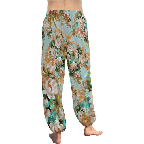 Peach And Green Floral Women's All Over Print Harem Pants (Model L18)