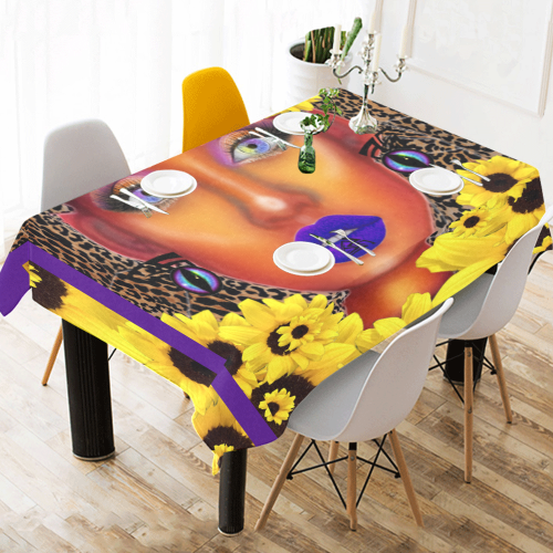 SUN FLOW TAB CLOTH PUR Cotton Linen Tablecloth 52"x 70"