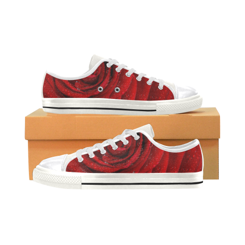 Red rosa Women's Classic Canvas Shoes (Model 018)
