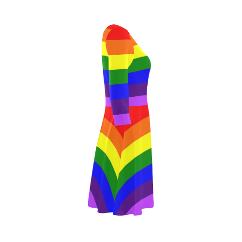 Rainbow Flag (Gay Pride - LGBTQIA+) 3/4 Sleeve Sundress (D23)
