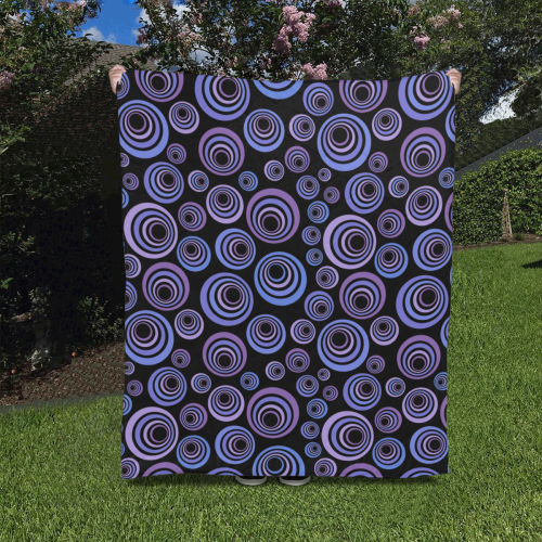 Retro Psychedelic Ultraviolet Blue Pattern Quilt 50"x60"