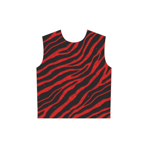 Ripped SpaceTime Stripes - Red All Over Print Sleeveless Hoodie for Women (Model H15)