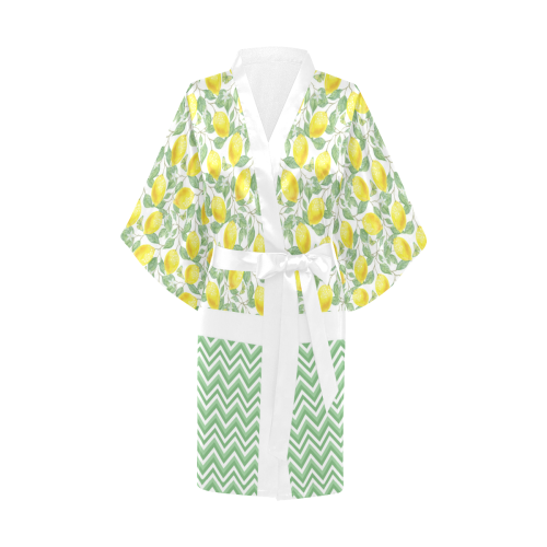 Lemons With Chevron Kimono Robe