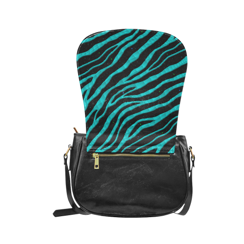 Ripped SpaceTime Stripes - Cyan Classic Saddle Bag/Large (Model 1648)