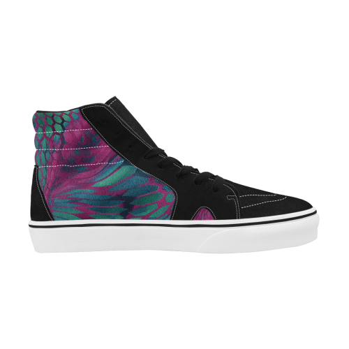 asia dragon reptile scales rainbow colored pattern camouflage in purple, bluish green and blue Men's High Top Skateboarding Shoes (Model E001-1)