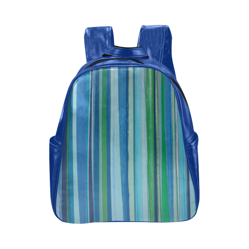 painted stripe Multi-Pockets Backpack (Model 1636)