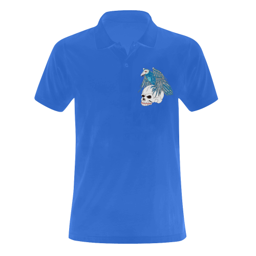 Raven Sugar Skull Blue Men's Polo Shirt (Model T24)