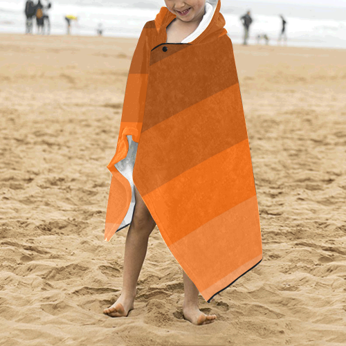 Orange stripes Kids' Hooded Bath Towels