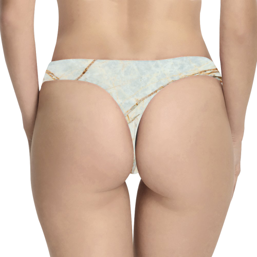 Marble Gold Pattern Women's All Over Print Thongs (Model L30)