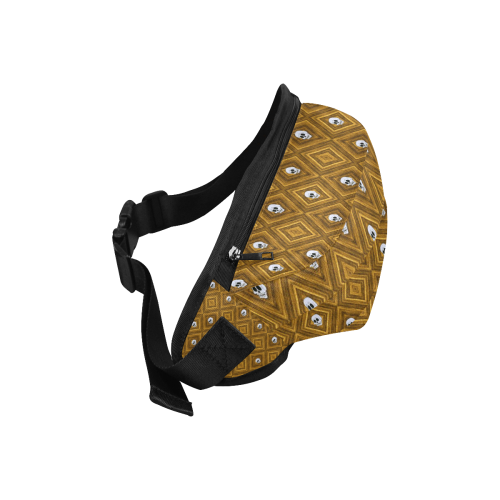 Funny little Skull pattern, golden by JamColors Fanny Pack/Large (Model 1676)