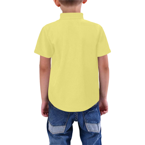 Color Solid Lemon Verbena Boys' All Over Print Short Sleeve Shirt (Model T59)