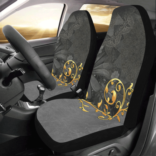 Vintage design in grey and gold Car Seat Covers (Set of 2)