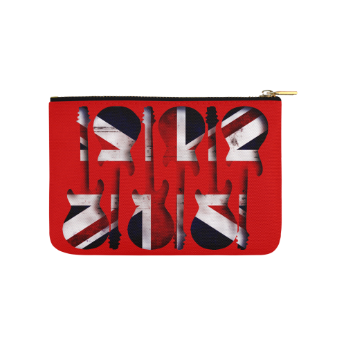Union Jack British UK Flag Guitars Red Carry-All Pouch 9.5''x6''