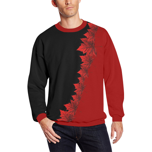 Canada Sweatshirts Plus Size Maple Leaf Men's Oversized Fleece Crew Sweatshirt/Large Size(Model H18)