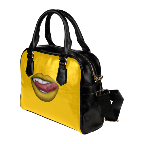 Yellow - Vampire Lips Shoulder Handbag (Model 1634)