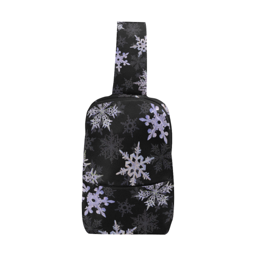 Snowflakes Blue Purple on black Chest Bag (Model 1678)