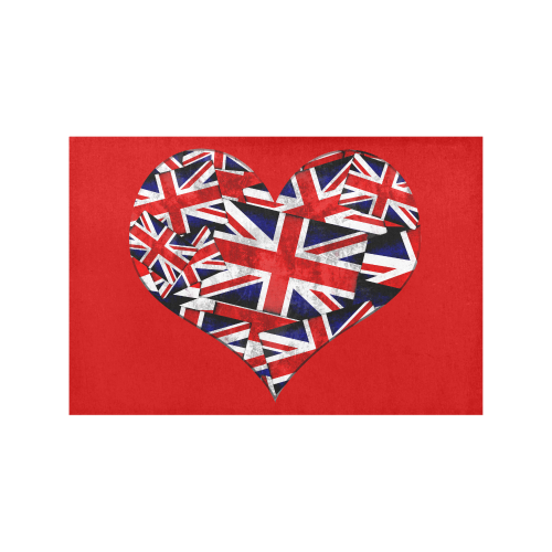 Union Jack British UK Flag Heart Red Placemat 12’’ x 18’’ (Set of 2)