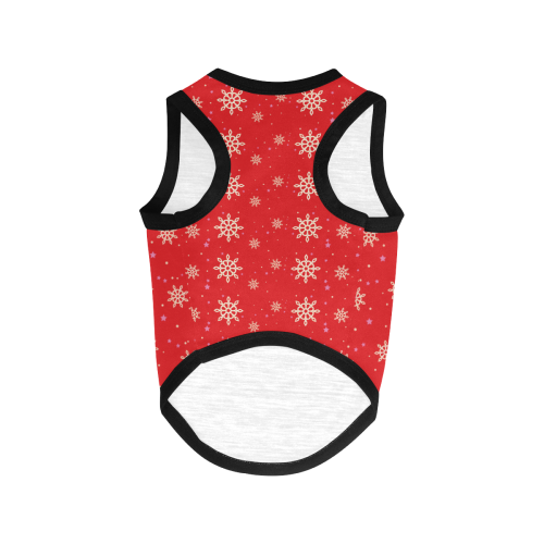 white snowflakes on red background pattern All Over Print Pet Tank Top