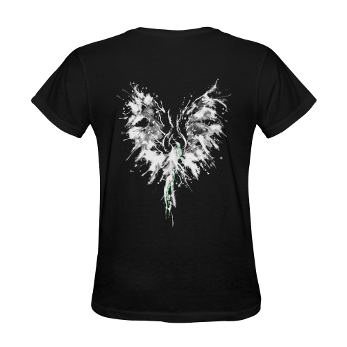 Phoenix - Abstract Painting Bird White 1 Sunny Women's T-shirt (Model T05)